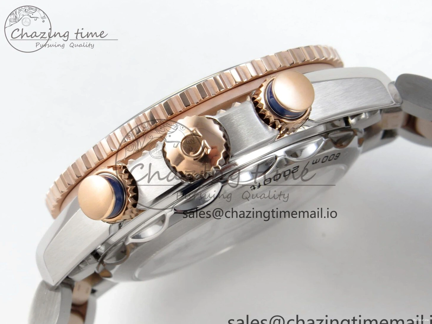 0328 Planet Ocean 600M Chrono SS VRF 1:1 Best Edition Black Bezel Blue Dial on RG SS Bracelet A Affordable 7648